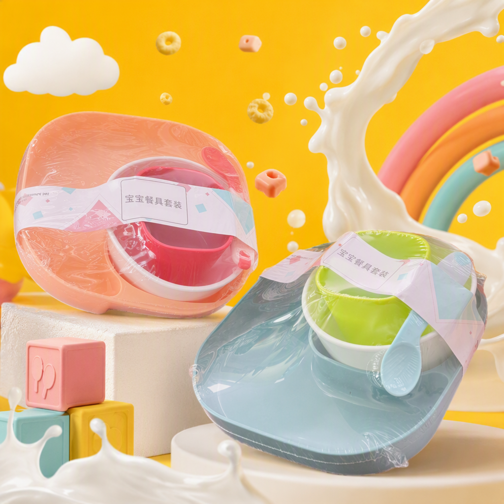 【CL】26Q3#6327 Baby Tableware Set PP Baby Colorful Feeding Tableware Set Infant Complementary Food Bowls and Spoons Training Tableware Safe, non-toxic, Durable Children's Tableware Set Specification image