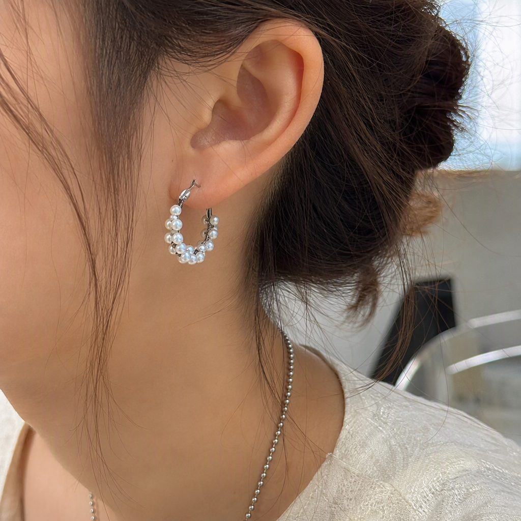 Brilla plata perla earpieces simple moda earpieces elegante temperamento earpieces mujer accesorios regalos details Picture