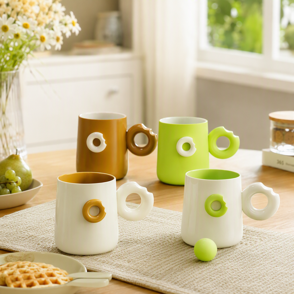 【CL】26Q3#7016 Donut Mouthwash Cup, Colorful and creative Ceramic Water Cup, simple and fashionable home and office coffee Cup, Personalized and trendy gift details Picture