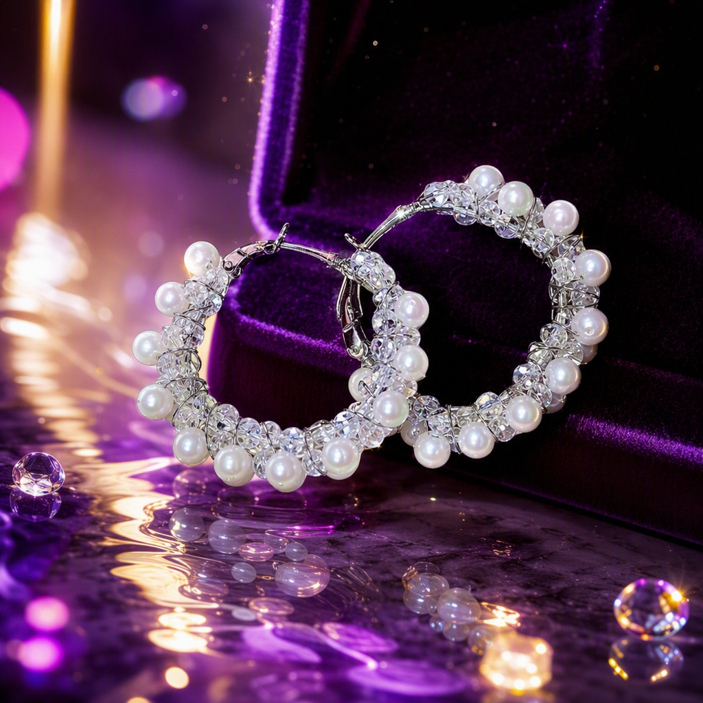 White pearl crystal earrings are simple, elegant, fashionable and versatile for women Specification image