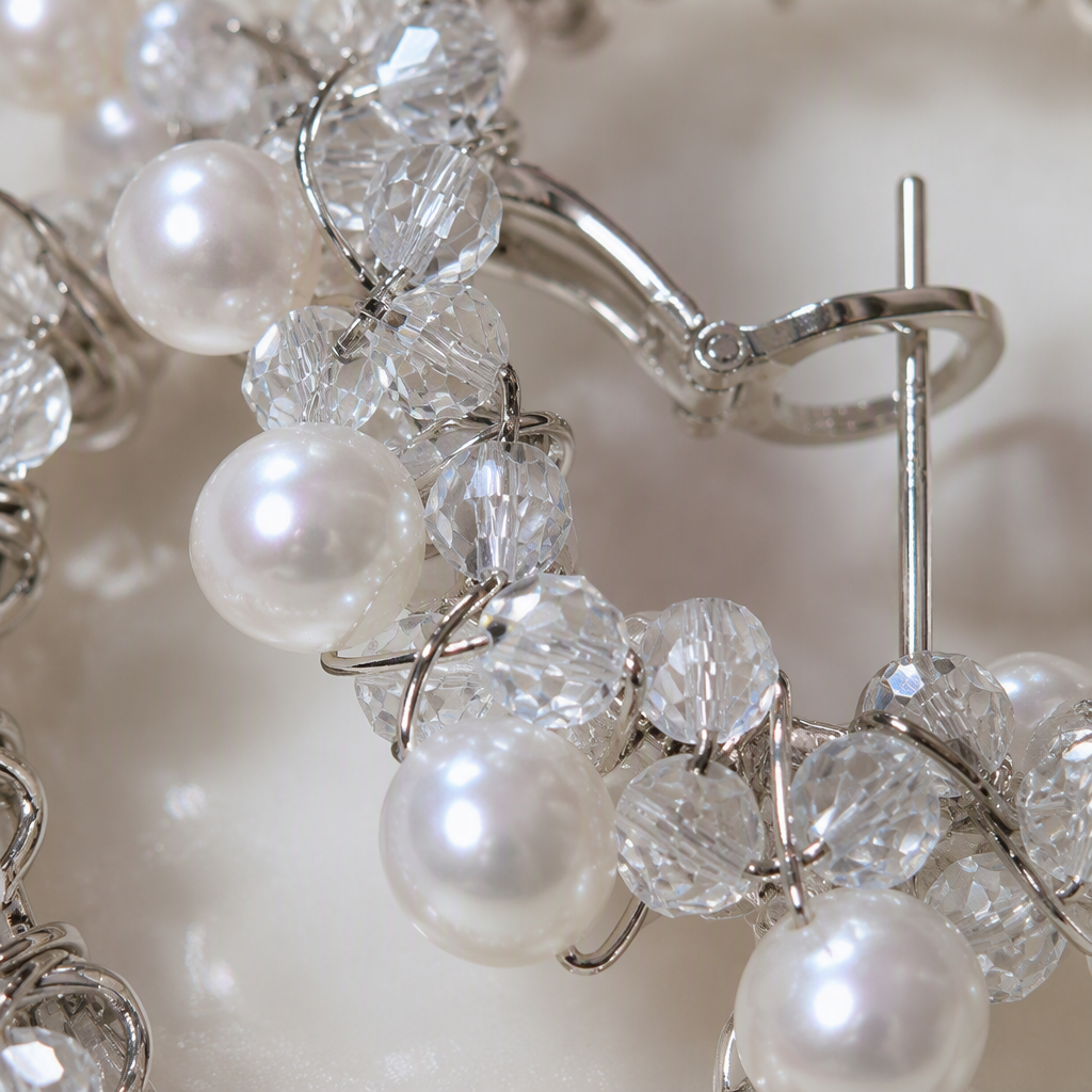 White pearl crystal earrings are simple, elegant, fashionable and versatile for women Application Scenario