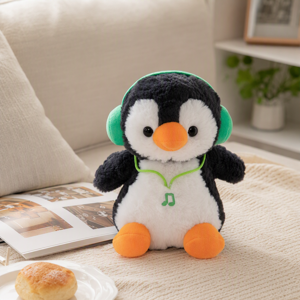 22cm bondadoso verde auricular pingüino lindo peluche juguete muñeca casa poner regalo details Picture