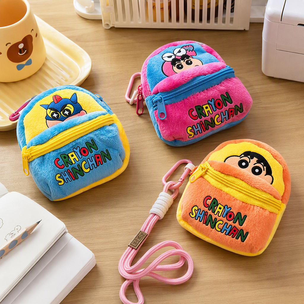 Crayon Shin-chan coin purse, cartoon and cute mini storage bag, key bag, schoolbag, small pendant, anime, foreign trade, Crayon Shin-chan series, colorful plush backpack pendant, star man, rabbit shaped mini doll, keychain, convenient to carry details Picture