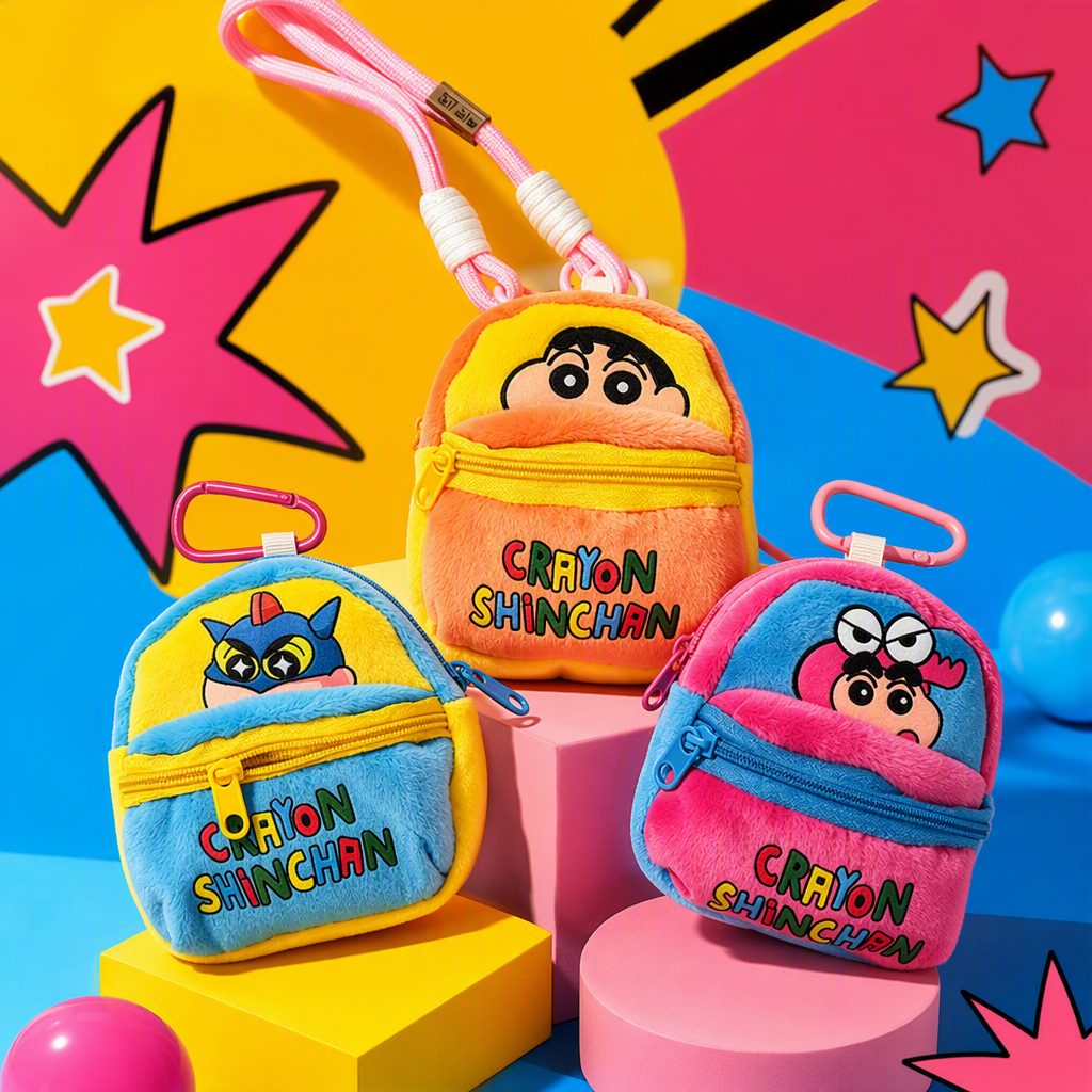 Crayon Shin-chan coin purse, cartoon and cute mini storage bag, key bag, schoolbag, small pendant, anime, foreign trade, Crayon Shin-chan series, colorful plush backpack pendant, star man, rabbit shaped mini doll, keychain, convenient to carry Specification image