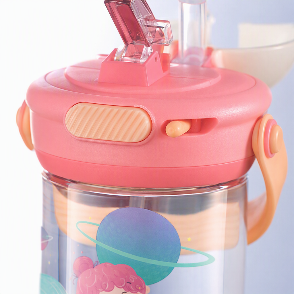 【CL】26Q3#5011 Starry Sky Handle Water Cup, Colorful Children's drinking Cup, leak-proof and drop-proof, baby and toddler water cup, mother and baby products, with a straw design Application Scenario