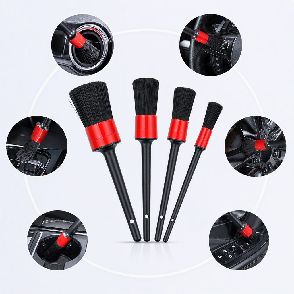 The multi-functional black cleaning brush set is a durable and practical combination of household handheld brush cleaning tools