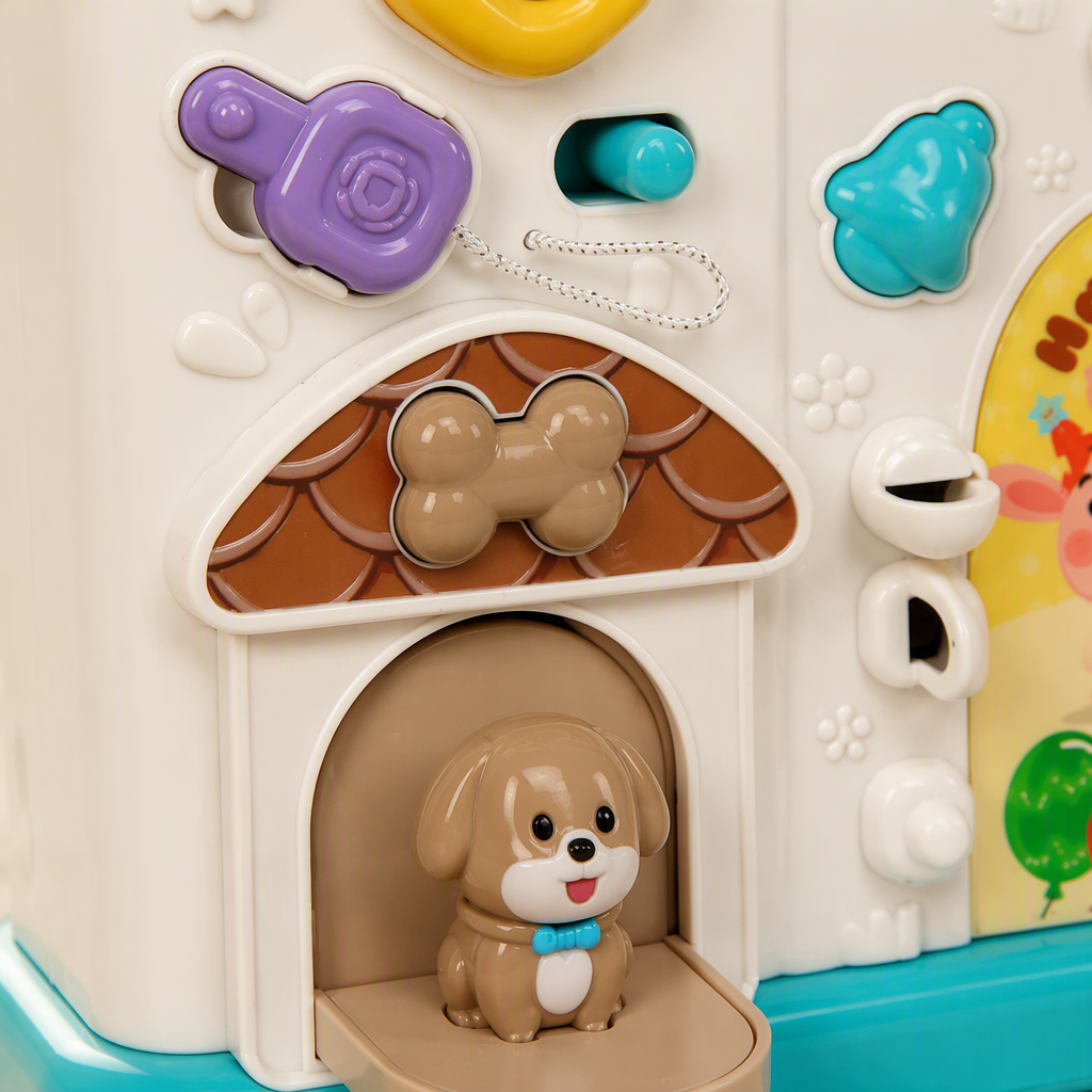 Colorido puzzle multifunción ocupado casa juguete con mango portátil panel interactivo facetado inspirado inteligencia niños juguetes de enseñanza temprana Application Scenario
