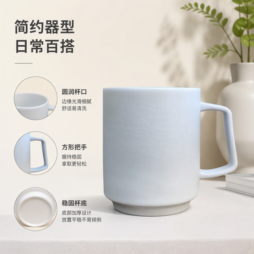 【CL】26Q3#7093 Square handle mouthwash cup, colorful and creative ceramic water cup, simple and fashionable home coffee cup, office and student cup, gift set