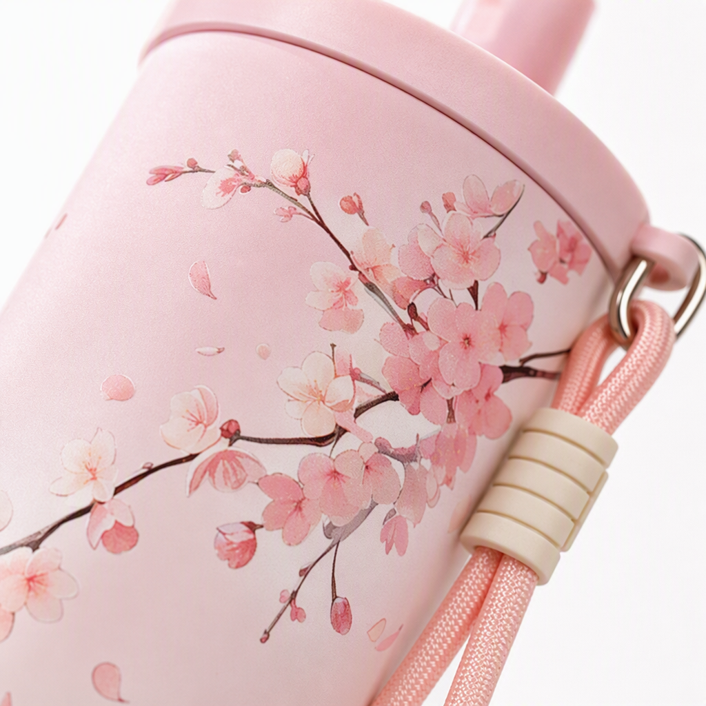 Rosa flor de cerezo patrón térmica taza de acero inoxidable de gran capacidad portátil estudiante Señora Calentador de agua regalo regalo Application Scenario