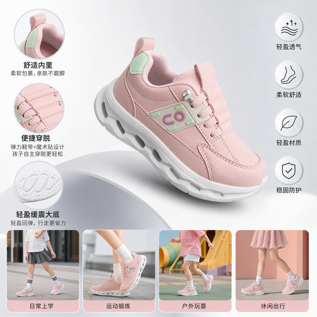 儿童运动鞋四双舒适透气耐磨休闲跑步鞋春夏款男童女童鞋