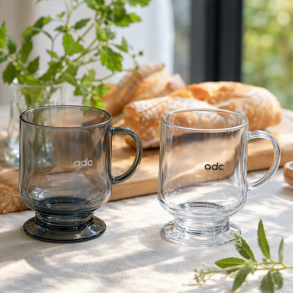 【CL】26Q3#7092 High-footed brushing and rinsing cup, grey frosted vertical patterned car colored glass cup, transparent simple and creative household drink cup details Picture