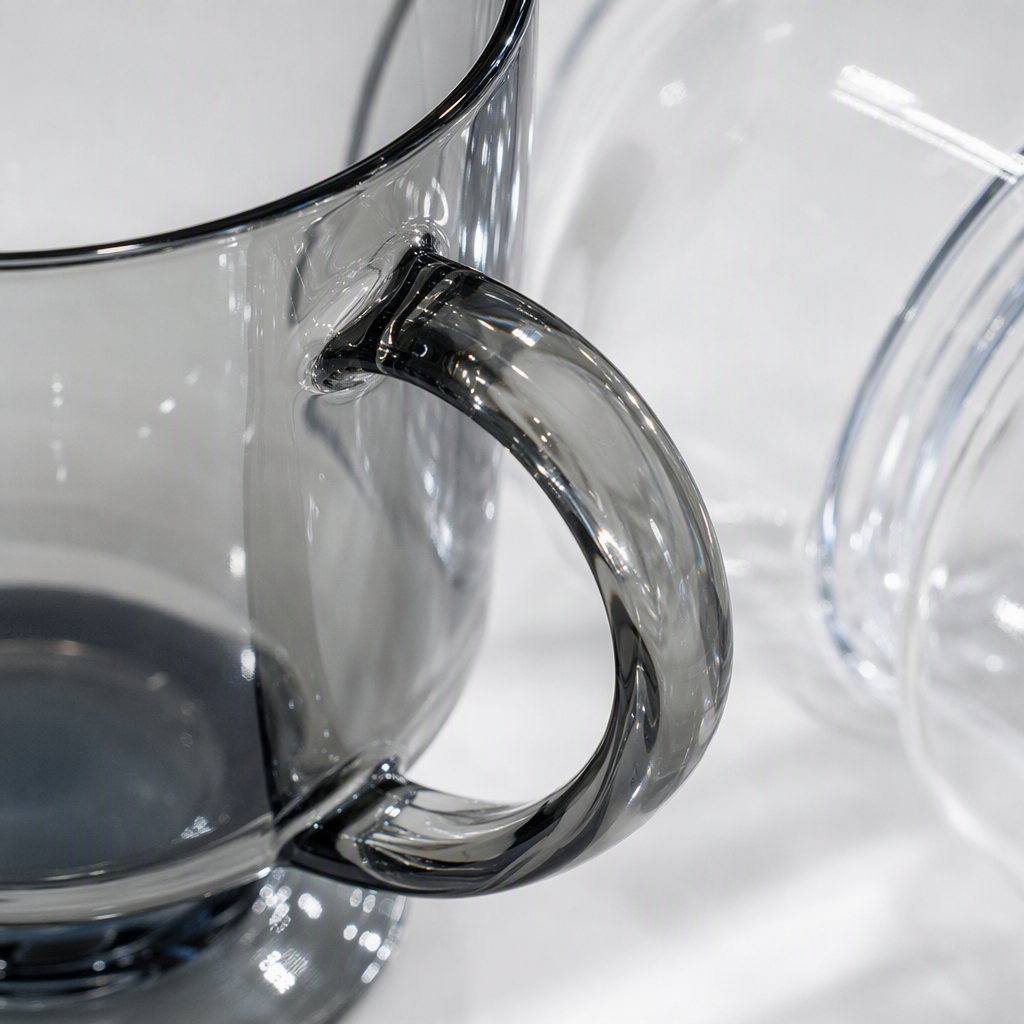 【CL】26Q3#7092 High-footed brushing and rinsing cup, grey frosted vertical patterned car colored glass cup, transparent simple and creative household drink cup Specification image
