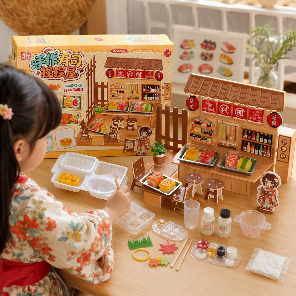 Juguetes de colores sushi making sets múltiples escenarios ingredientes moldes pigmentos accesorios cajas juguetes creativos hechos a mano para niños details Picture