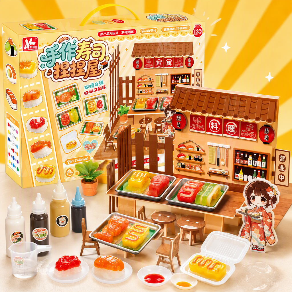 Juguetes de colores sushi making sets múltiples escenarios ingredientes moldes pigmentos accesorios cajas juguetes creativos hechos a mano para niños Specification image
