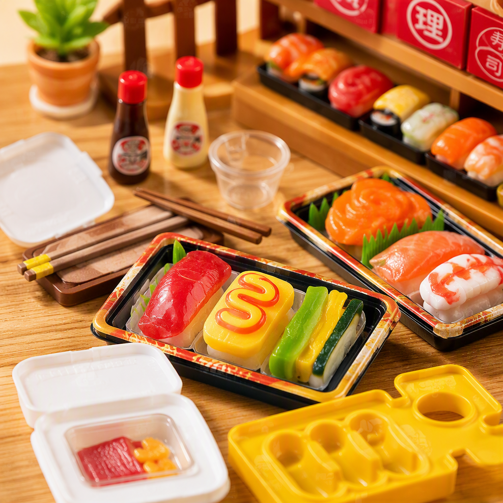 Juguetes de colores sushi making sets múltiples escenarios ingredientes moldes pigmentos accesorios cajas juguetes creativos hechos a mano para niños Application Scenario