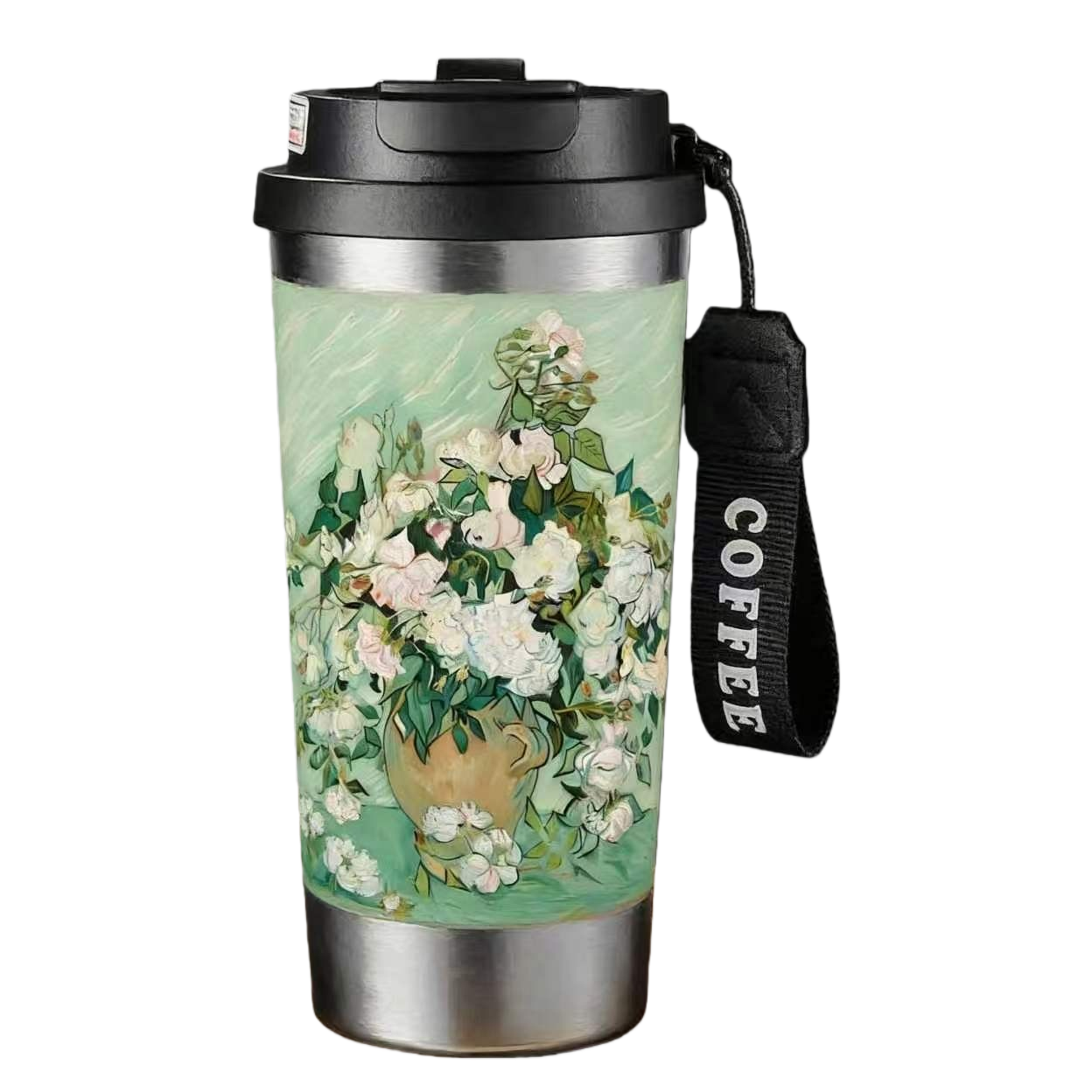 Van gogh gardenia verde floral puro titanio aislante taza de café aislante portátil mantener frío dentro y fuera de titanio puro Item Picture