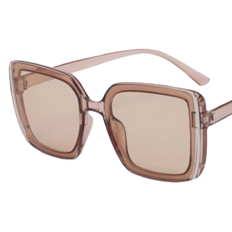 Fashionable square polarized sunglasses, UV-resistant, unisex casual sunglasses, brown frame, trendy style Item Picture