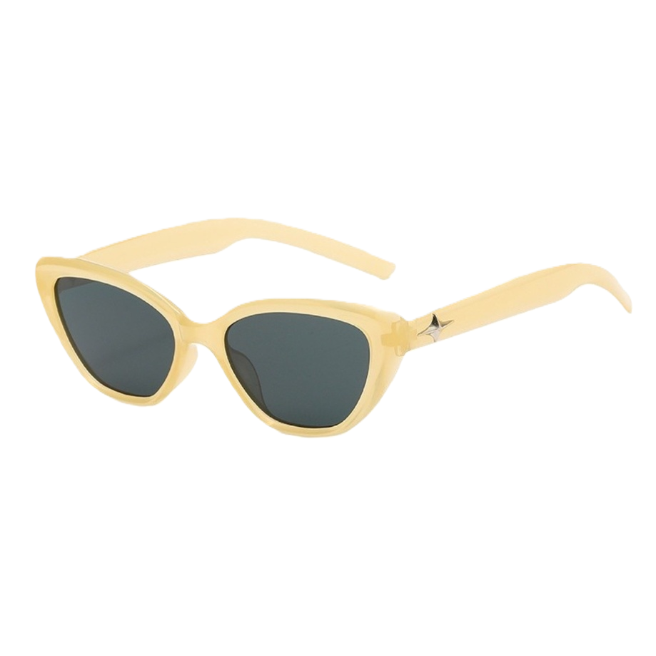 Fashionable polarized sunglasses, cat-eye style, light yellow lenses, UV protection, trendy and versatile women's sunglasses Item Picture