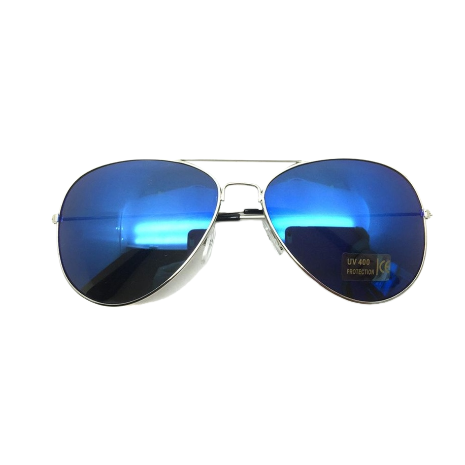 Fashionable blue reflective lens pilot sunglasses, polarized sunglasses for men, trendy driving UV protection sunglasses Item Picture