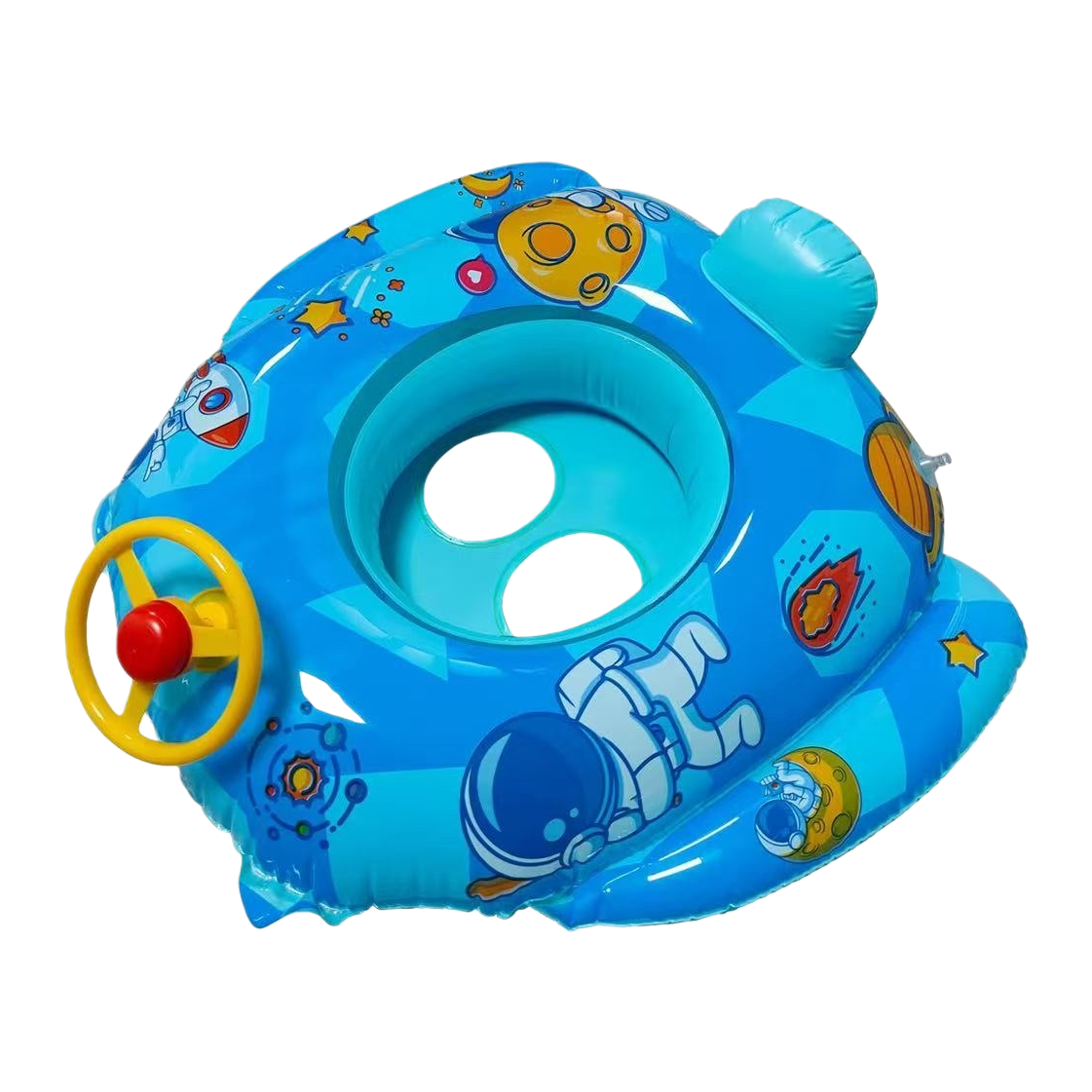Blue space-themed baby swimming rings, anti-slip and safe, baby swimming assistance rings, children's floating rings, new trendy styles Item Picture