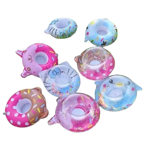 Colorful cartoon shape inflable cup holder antideslizante leakproof niños adultos escritorio decoración regalos creativos Item Picture