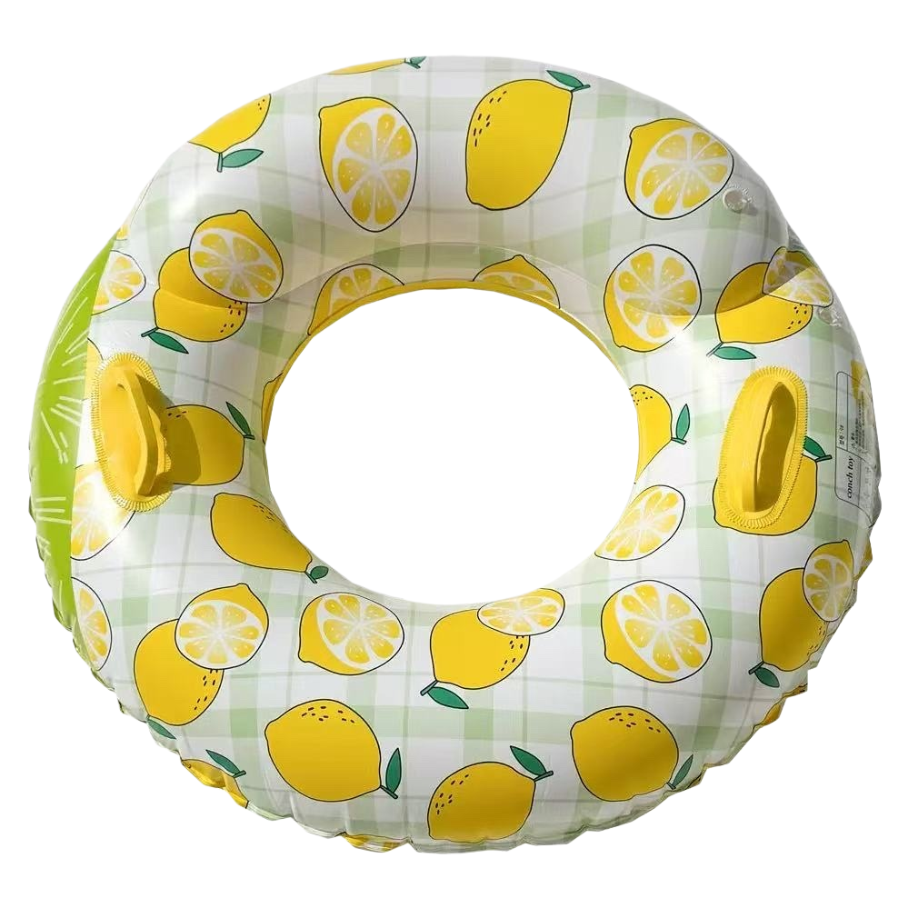 Cartoon lemon pattern inflatable swimming rings, waterproof and anti-slip floating life rings for children and adults, essential for summer Item Picture