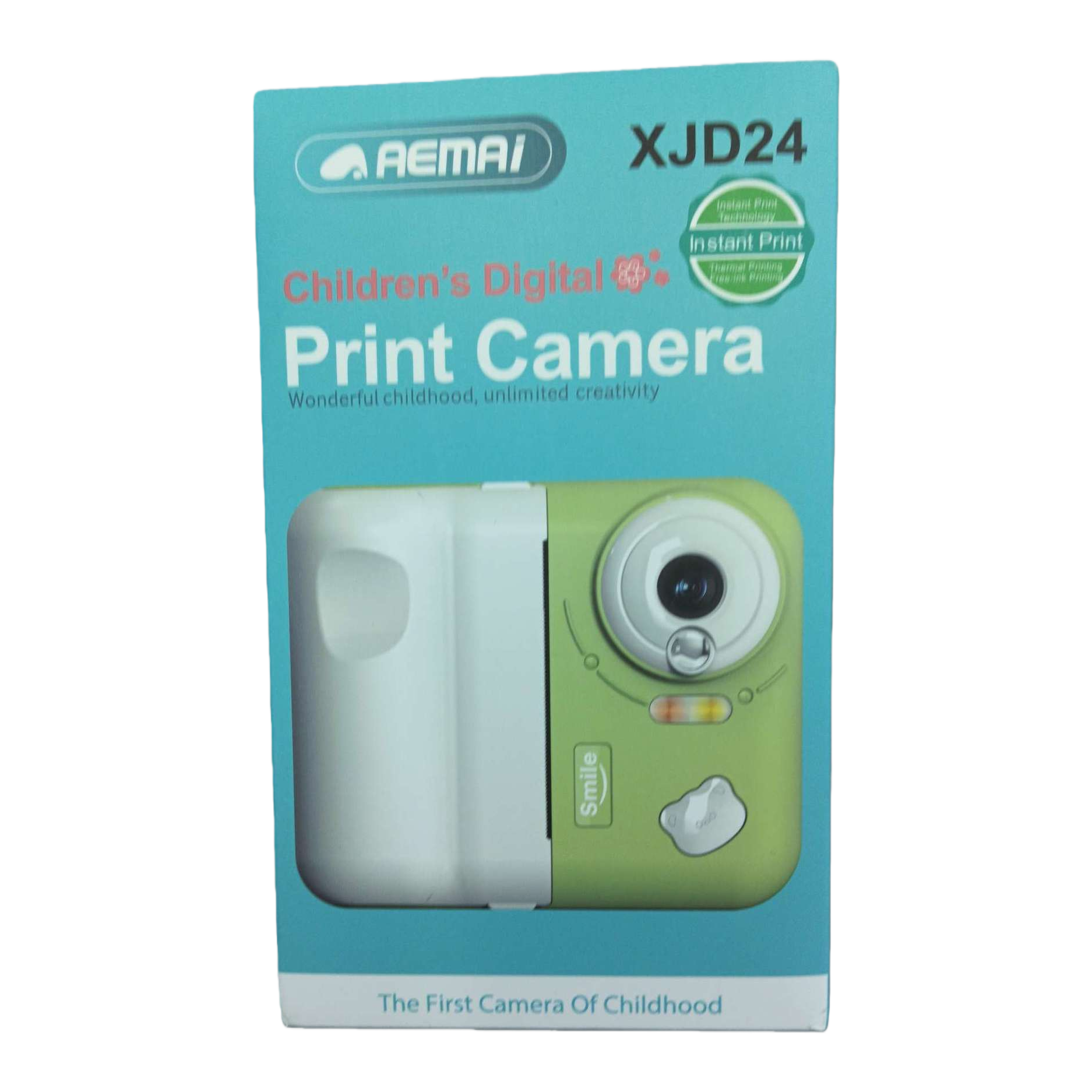 Children's color digital camera, green and white portable photography toy camera, children's gift, suitable for school-aged children to use Item Picture