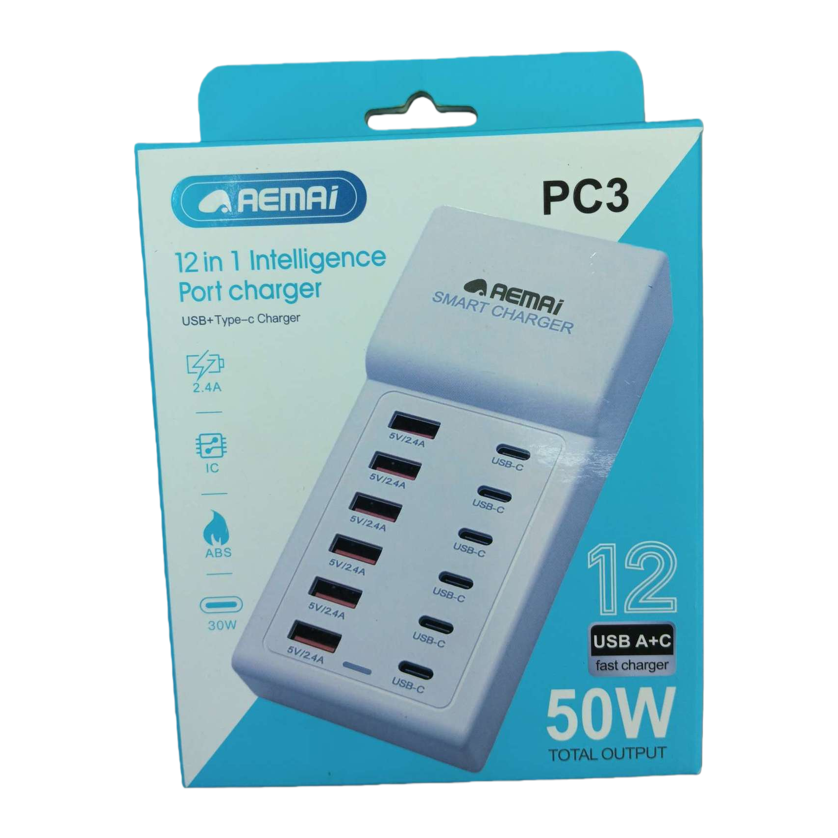 Multi-functional fast-charging white plug portable mobile phone and tablet universal charger adapter for home and travel Item Picture