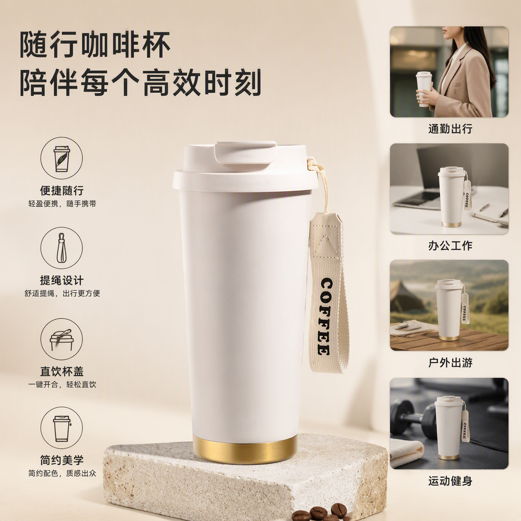 Multi-functional insulated cup, portable large-capacity student outdoor sports water cup, daily necessities and cup supplies details Picture