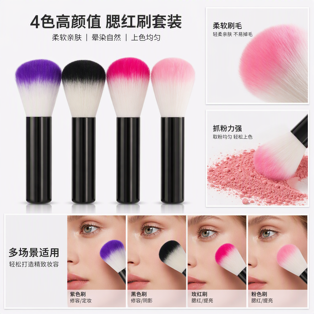 Colorful makeup brush set, professional makeup tools, multi-functional makeup brush combination, essential for beauty
