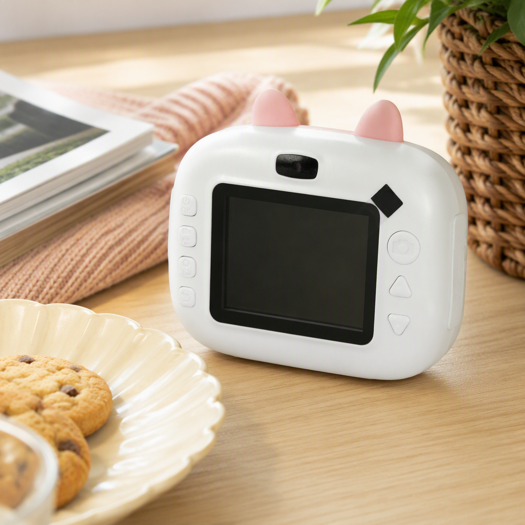 A high-definition, shockproof and portable toy camera for children's white camera, suitable as a gift for school-aged children details Picture