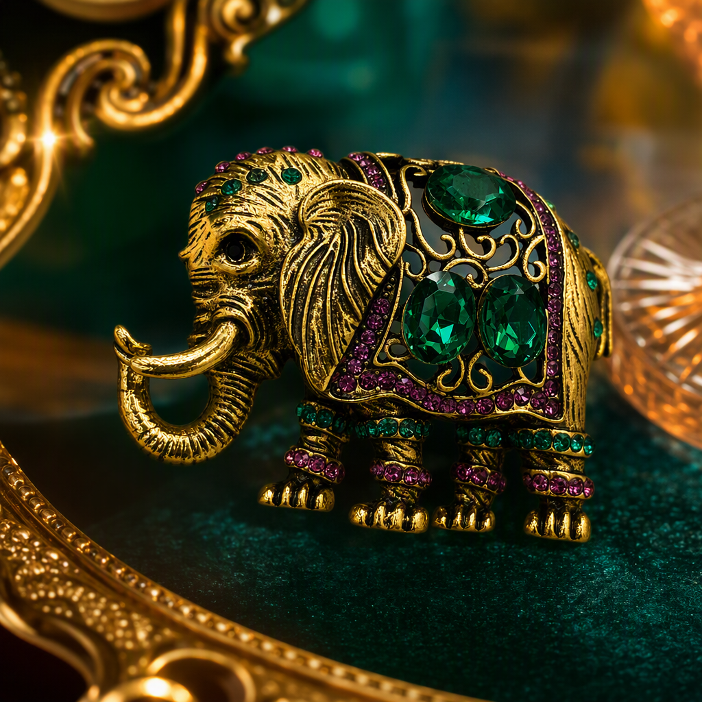 خواتم مصنوعة من الفيل الذهبي مرصعة في الياقوت الاخضر والازرق Specification image
