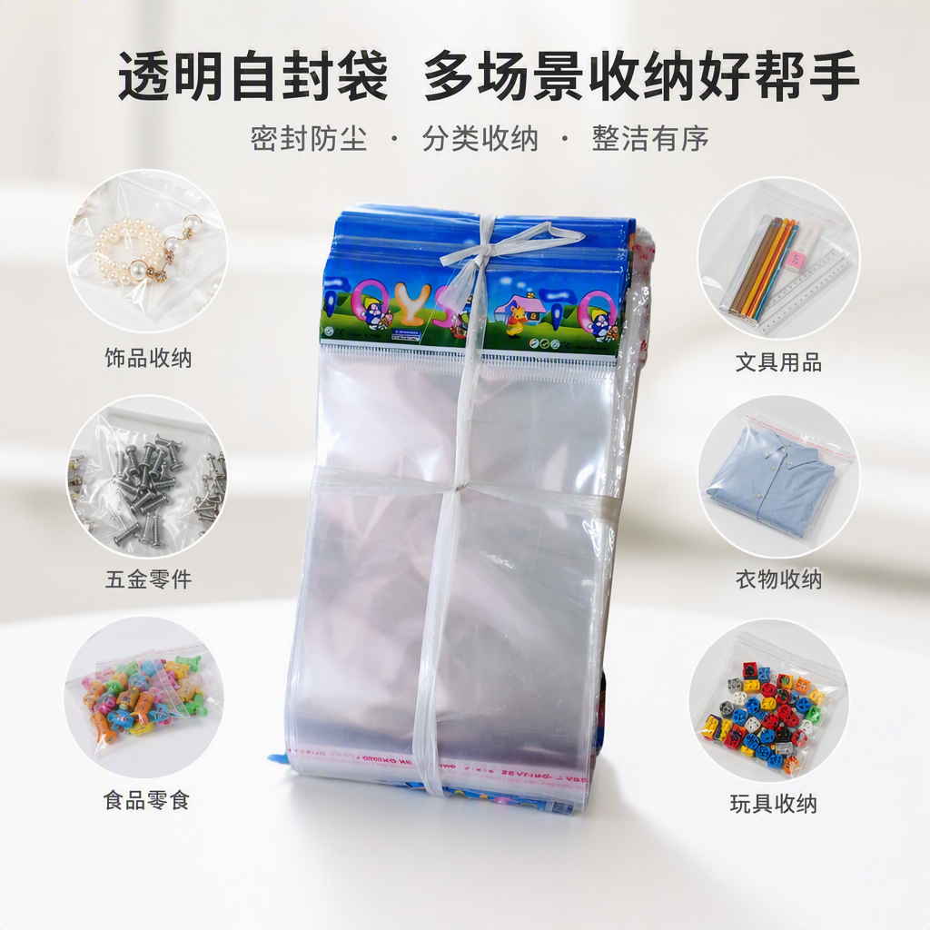 耐用环保蓝色包装袋塑料袋透明加厚家用快递收纳袋50只装