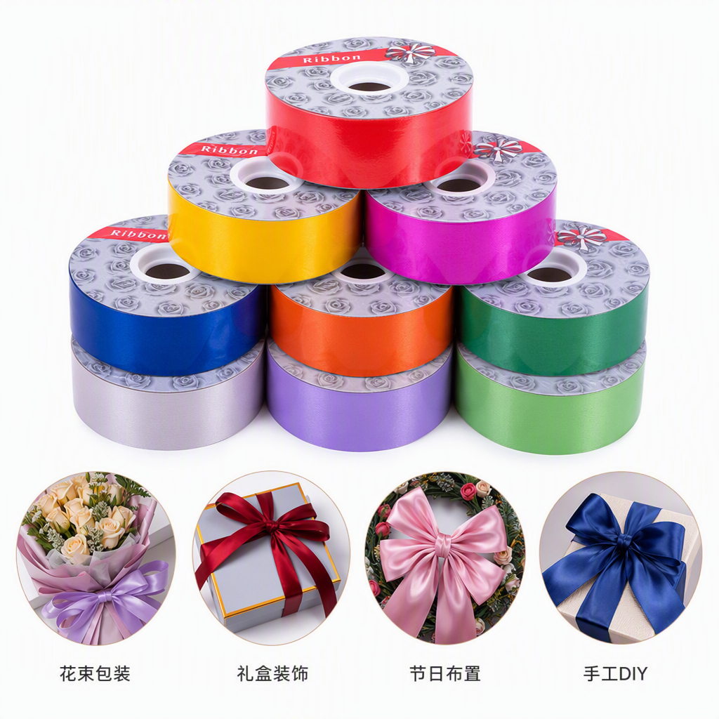 DIY colorful ribbon roll decorative items, festival celebration colorful ribbon decorative materials 100Y