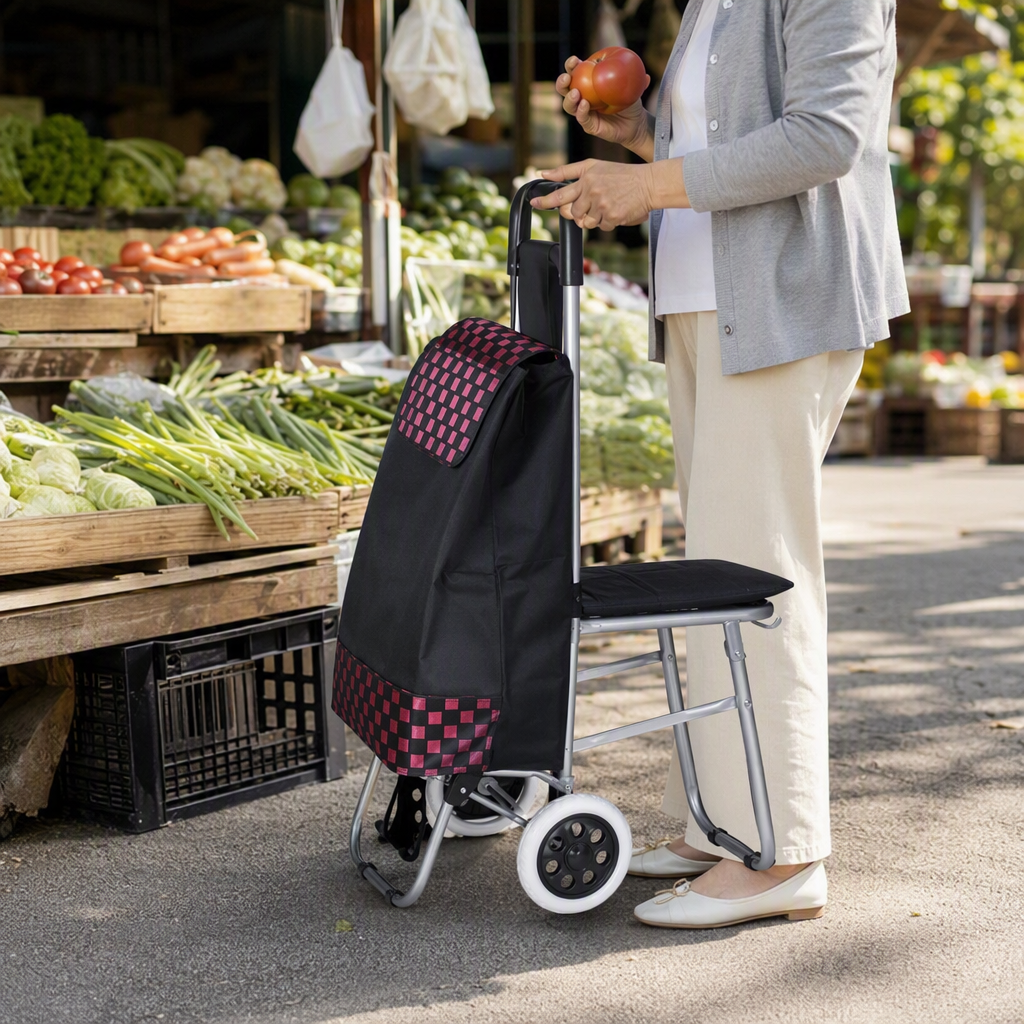 Carro de compras portátil plegable para el hogar ligero y duradero multi-escena mano empuje y tire de la furgoneta pequeño tire de la compra conveniente Application Scenario