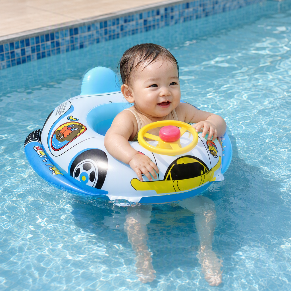 Cartoon car-shaped baby swimming rings, safety and leak-proof children's swimming AIDS, baby water play toys details Picture