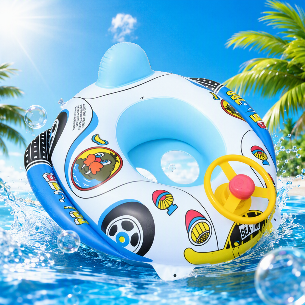 Cartoon car-shaped baby swimming rings, safety and leak-proof children's swimming AIDS, baby water play toys Specification image