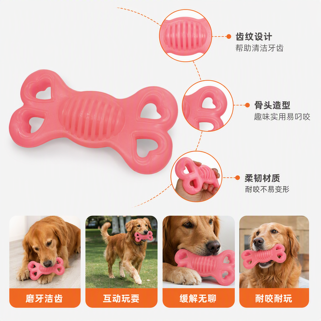 Colorful bone-shaped pet biting toys are durable and wear-resistant, making them suitable for training and entertainment of dogs and cats