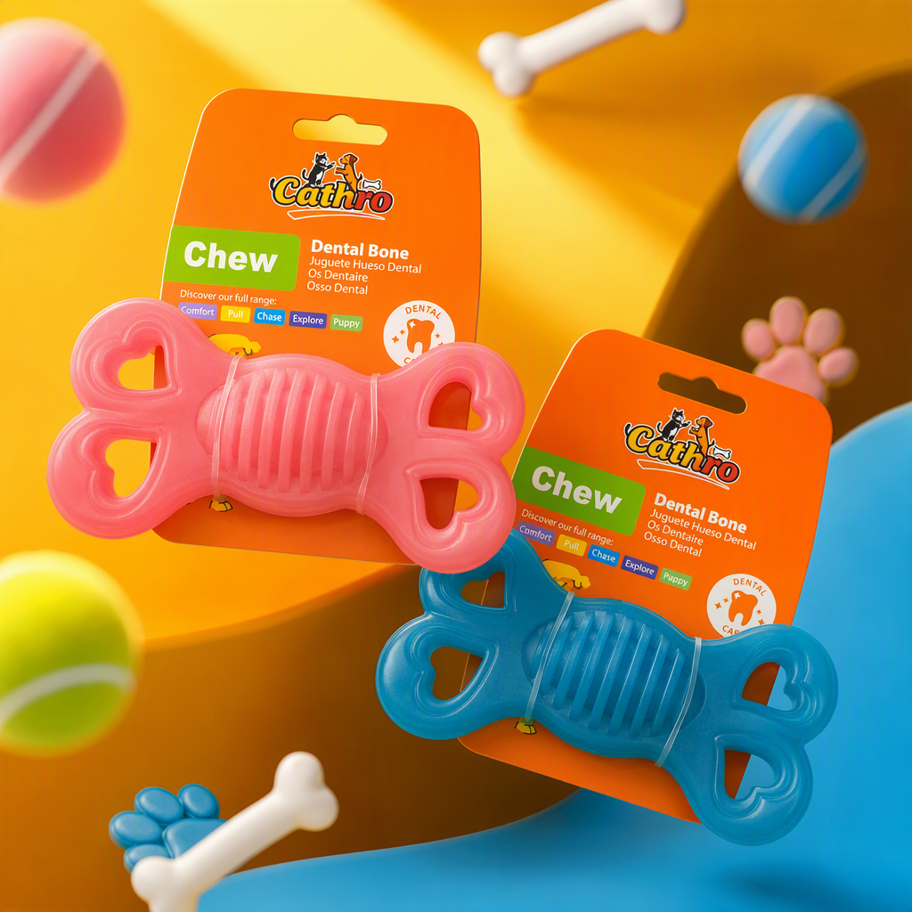 Colorful bone-shaped pet biting toys are durable and wear-resistant, making them suitable for training and entertainment of dogs and cats Specification image