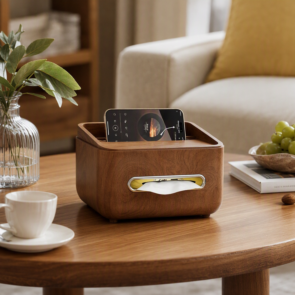 【CL】26Q3#GX-037 Yellow peach color Chinese retro style large-capacity leather tissue box, dopamine texture tissue box, simple home decoration details Picture