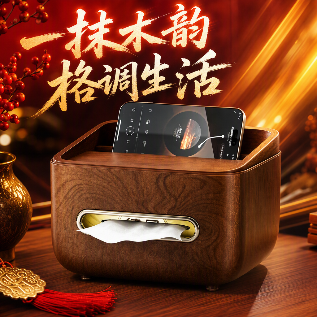【CL】26Q3#GX-037 Yellow peach color Chinese retro style large-capacity leather tissue box, dopamine texture tissue box, simple home decoration Specification image