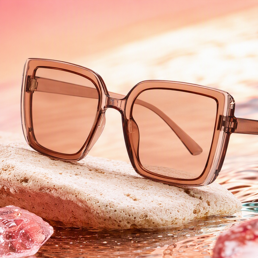 Fashionable square polarized sunglasses, UV-resistant, unisex casual sunglasses, brown frame, trendy style Specification image