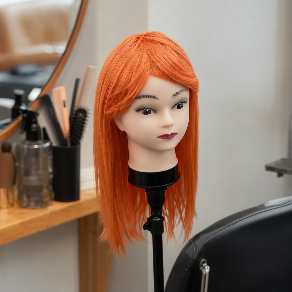 Orange wig head model adult hairstyle display model wig try on model head model styling props details Picture