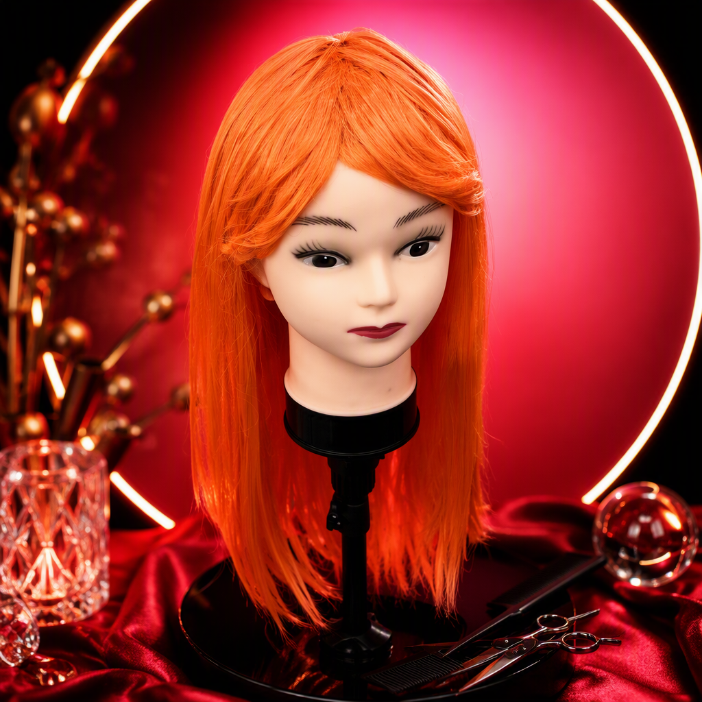 Orange wig head model adult hairstyle display model wig try on model head model styling props Specification image