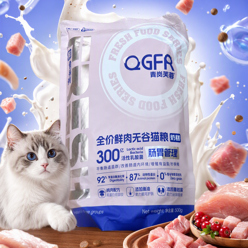 High-quality cat food, light purple packaging bags, pet snacks, balanced nutrition and healthy feeding, bagged pet supplies Specification image