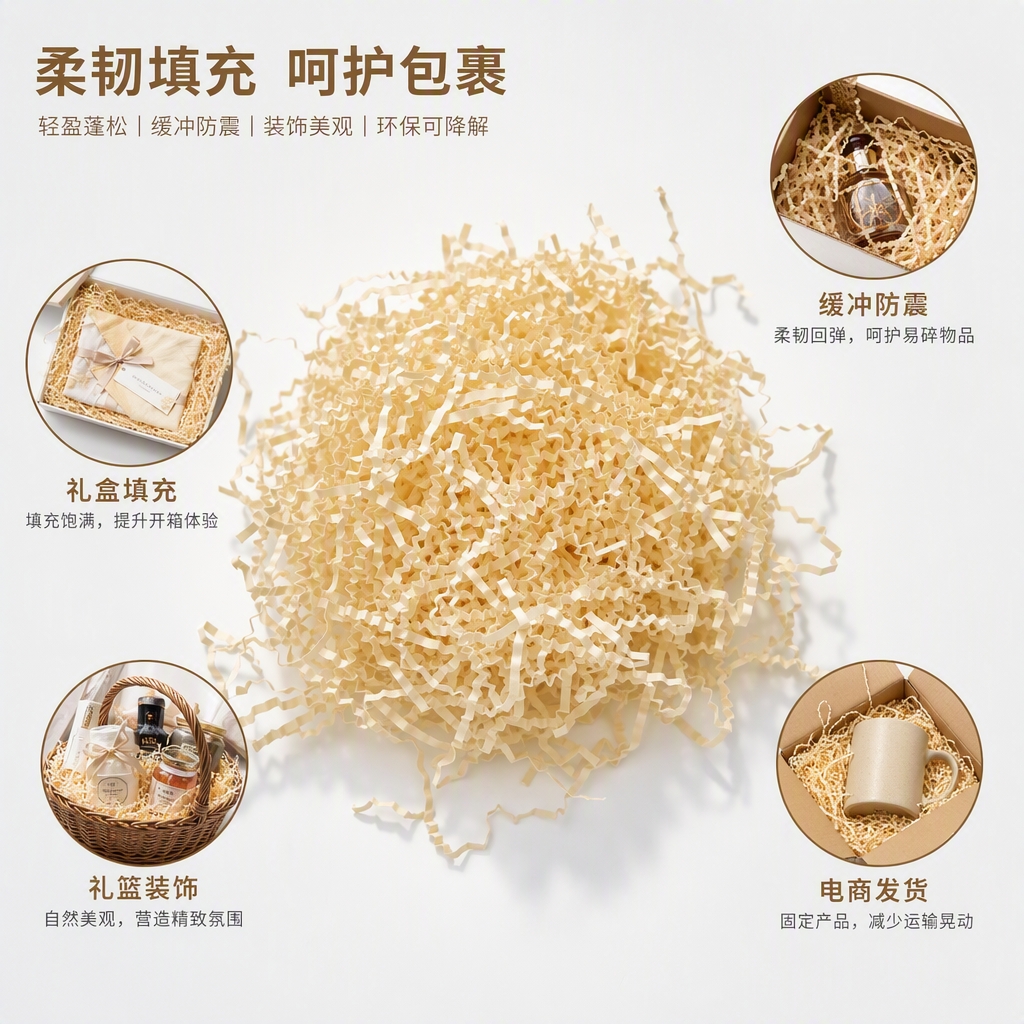 高档黄色纸丝手工包装材料柔软细腻环保装饰包裹用品