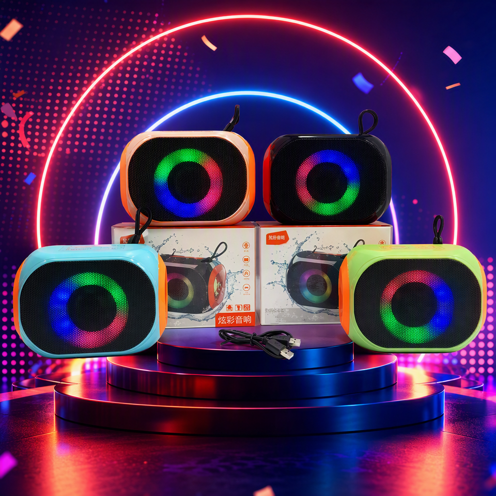 Colorful light-emitting portable Bluetooth speaker, outdoor portable mini wireless waterproof multi-functional speaker with lighting effect Specification image