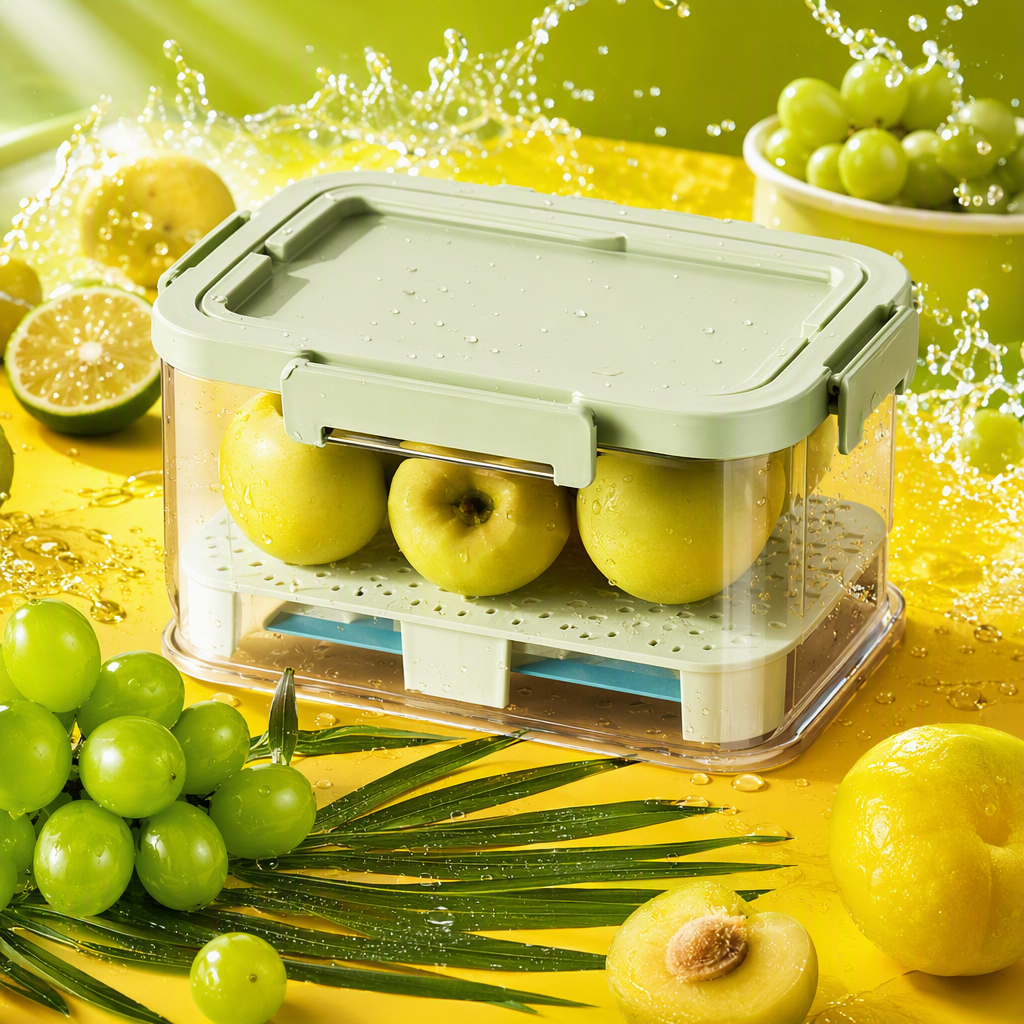 【CL】26Q3#XG-020 Multi-functional transparent storage box, Apple Bean bottle, desktop partition and organization box, green lid portable travel set Specification image