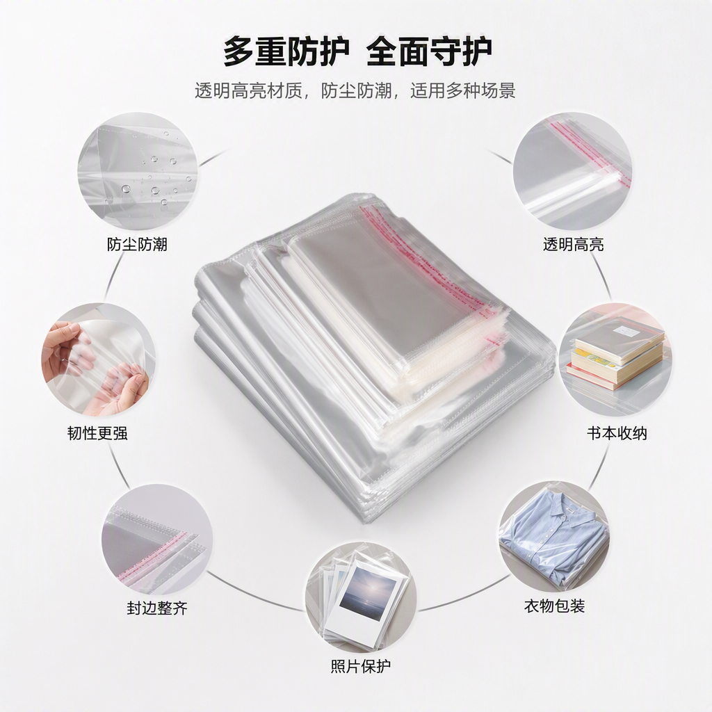 高透明自粘包装袋耐撕密封袋透明OPP自封袋食品收纳袋50只装