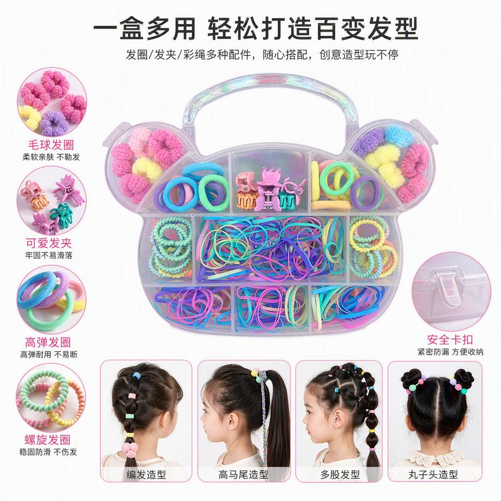 多彩发圈收纳盒整理盒便携收纳袋时尚创意收纳盒收纳神器整理箱收纳盒子